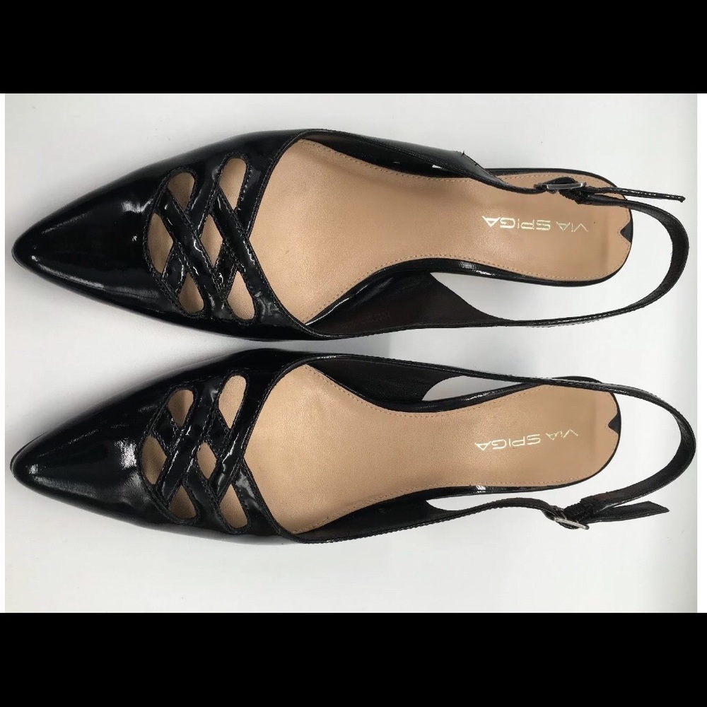 VIA SPIGA ITALY LEATHER Sling Back KITTEN Heels